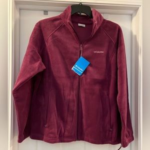 NWT Columbia Benton Springs Full Zip Fleece Jacket. Plus 2X. Marionberry/maroon